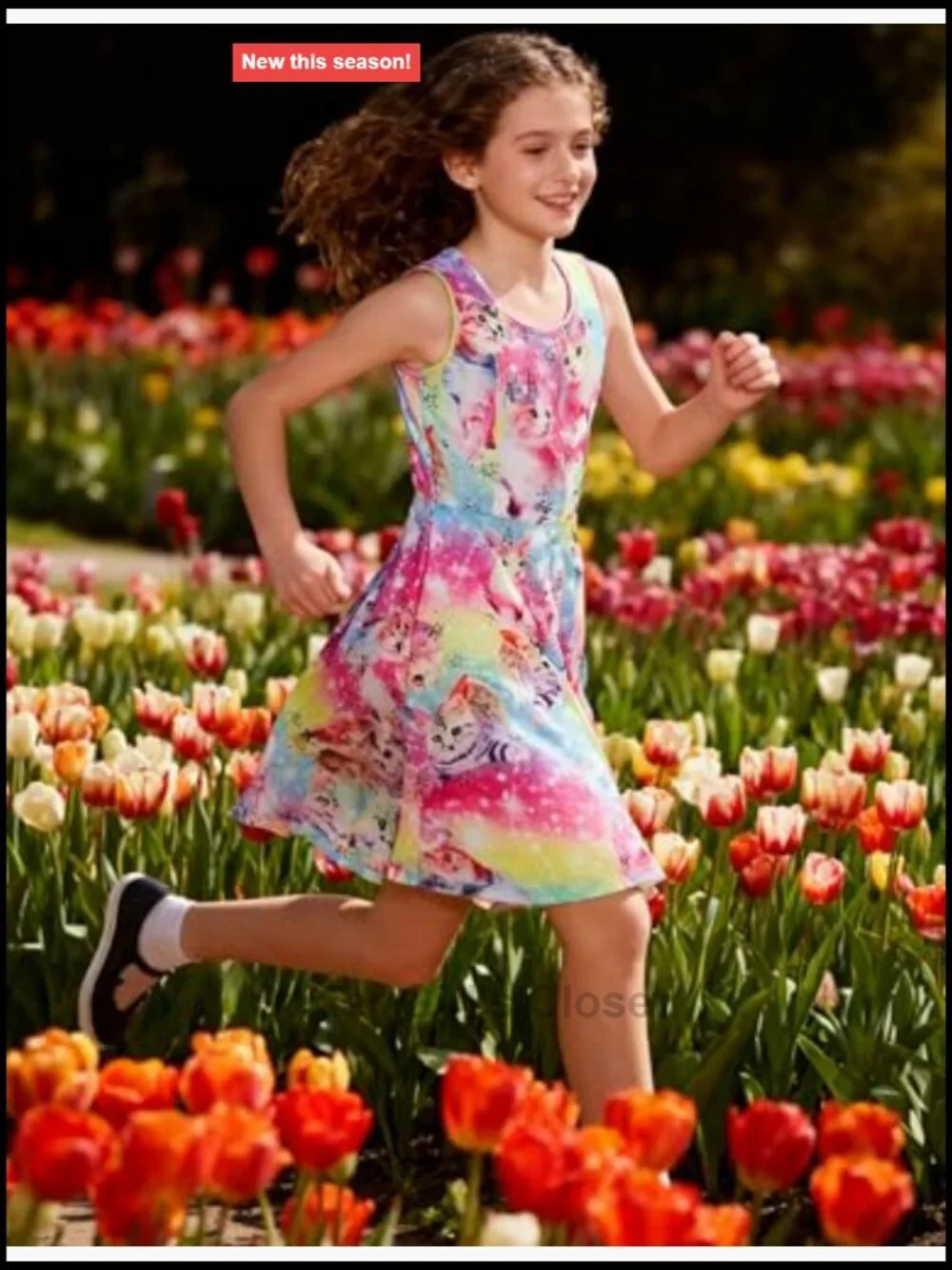 Sleeveless A-Line Floral Sundress for Girls Casual Summer